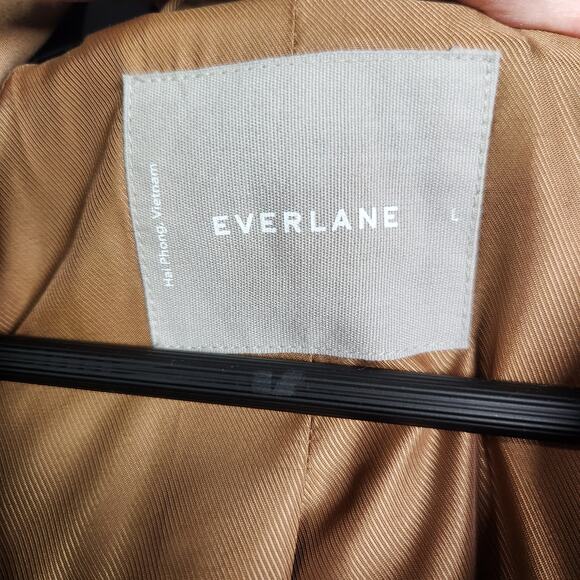 Everlane Long Mac Trench Coat Womens L Cotton Brown Minimalist Capsule Oversized - Picture 3 of 16